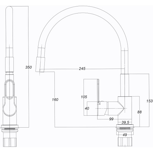 Змішувач для кухні Globus Lux Dolly GLD-0203LR-BL