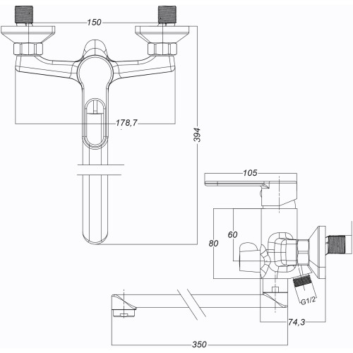 Змішувач для ванної Globus Lux Dolly GLD-0208