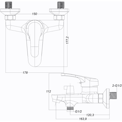 Змішувач для ванної Globus Lux Solly GLSO-0102NE
