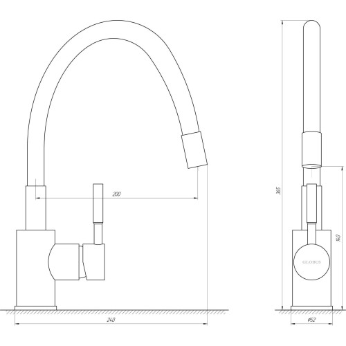 Змішувач для кухні Globus Lux LAZER GLLR-0203S-BG15