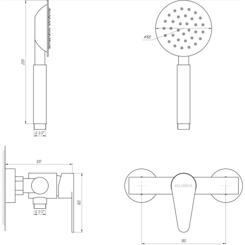 Змішувач для душу Globus Lux MAIN SM-105