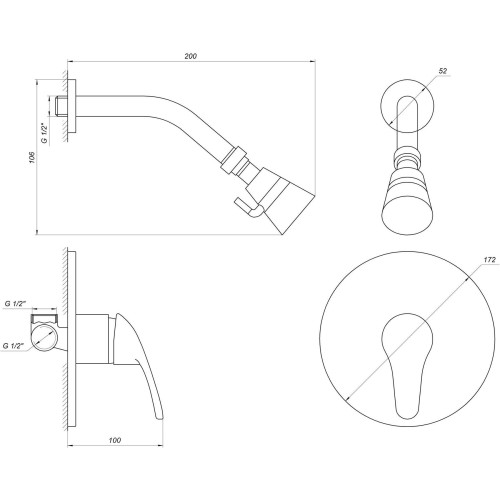 Смеситель для душа Globus Lux SOLLY GLSO-0105S