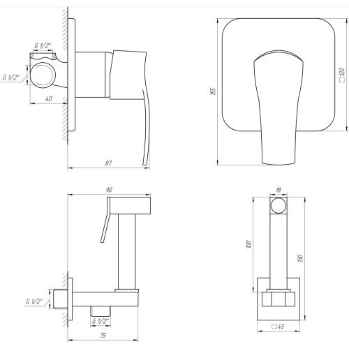 Смеситель гигиенический Globus Lux LAZER GLQU-0110-Q