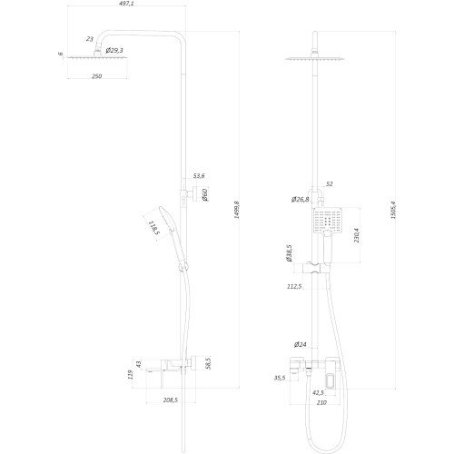 Душовая система Globus Lux PIANO GLPN-0099
