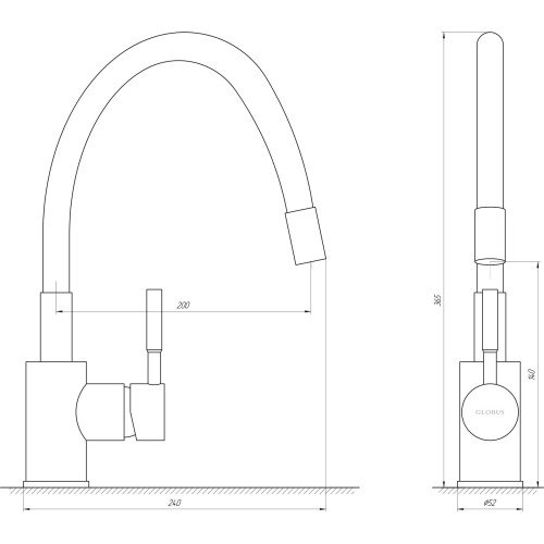 Змішувач для кухні Globus Lux LAZER GLLR-0203SB-1-ONIX