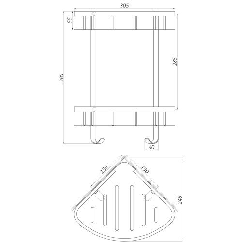 Полка двойная угловая Globus Lux SS8422