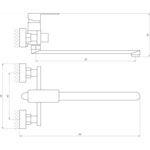 Смеситель для ванны Globus Lux Milano GLM-208N-11-Graphite