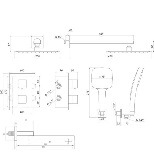 Душевая система Globus Lux SMART GLM-505N-TT