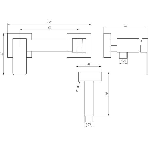 Змішувач гігієнічний Globus Lux  GLN-5-106MIX-Graphite
