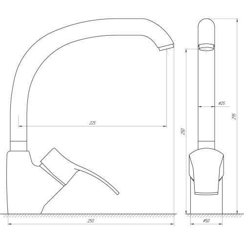 Змішувач для кухні Globus Lux QUEENSLAND GLQU-0203S-BIG-6-MARONE (Коричневий)