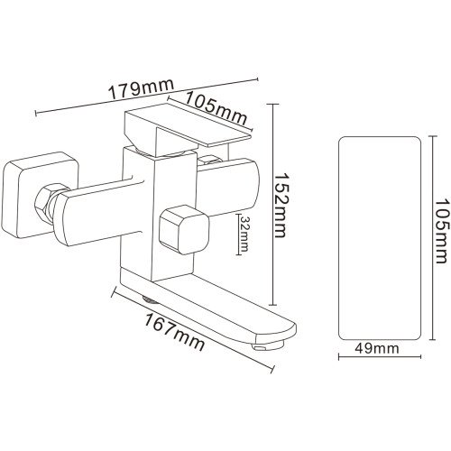 Смеситель для ванны Globus Lux KUBUS SKU-102N