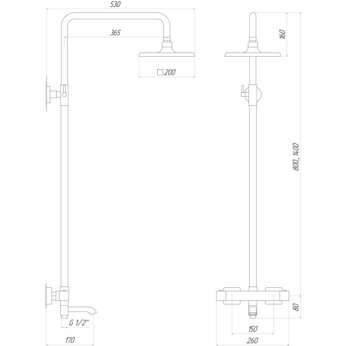 Душевая система Globus Lux Termostatic Q GLM-0041T-BB