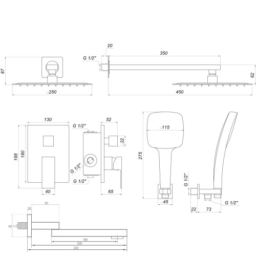 Душова система чорна Globus Lux SMART GLM-305N-BB