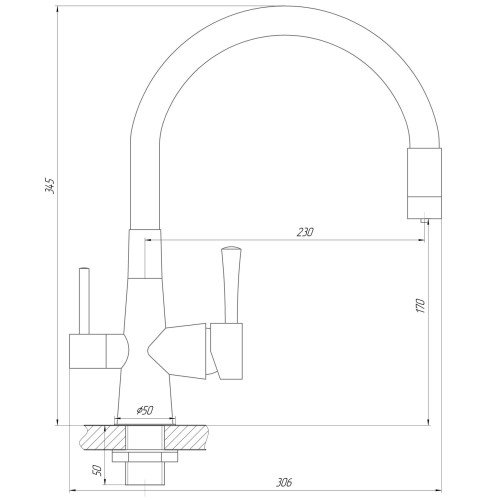 Смеситель для кухни под осмос Globus Lux LAZER GLLR-0903-10-BB