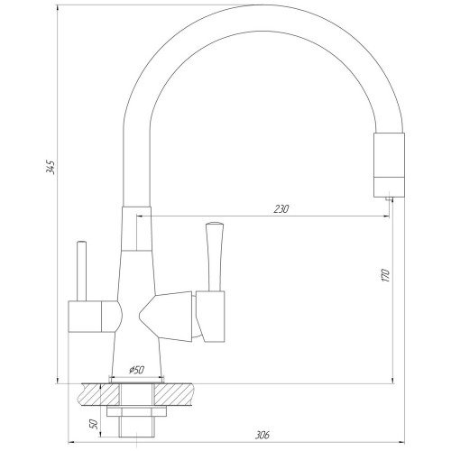 Змішувач для кухні під осмос Globus Lux LAZER GLLR-0903-8-STSTEEL