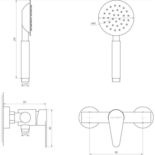 Змішувач для душу Globus Lux MAIN SM-105
